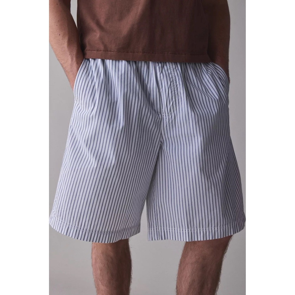 Urban Outfitters UO Baggy Striped Pull-On Shorts Men's Size M Cotton Blue White